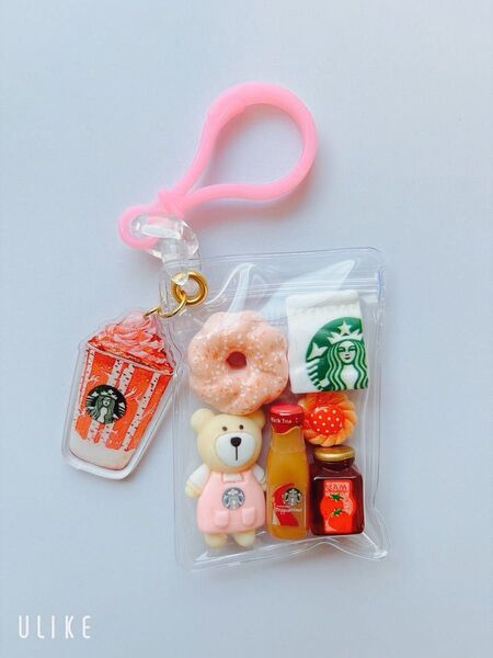 ガチャ詰めポーチ風☆カフェ気分いちご332☆キャンディバックキーホルダー