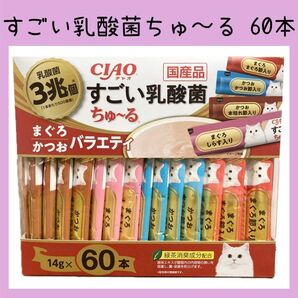 89 いなば チャオ すごい乳酸菌 ちゅーる まぐろかつおバラエティ 60本 ciaoちゅ〜る チャオちゅーる キャットフード 猫