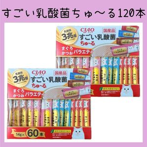 93 猫おやつ いなば チャオ すごい乳酸菌 ちゅーる まぐろ・かつお 2箱分 120本 ciaoちゅ〜る チャオちゅーる
