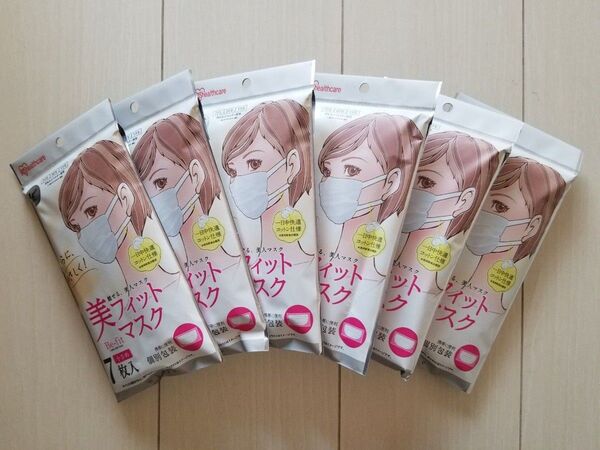 新品☆アイリスオーヤマの美フィットマスク小さめ7枚入り×6P♪プリーツタイプ 不織布マスク 白 ホワイト 個別包装 花粉症対策