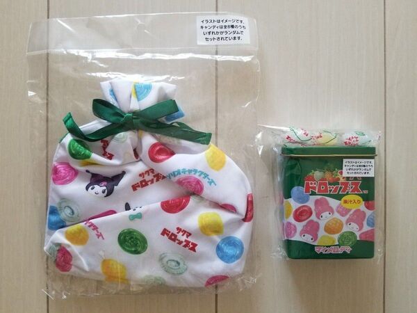 新品☆マイメロディ×サクマドロップスの缶&サンリオキャラクターズ×サクマドロップスの巾着セット♪マイメロちゃん Sanrio