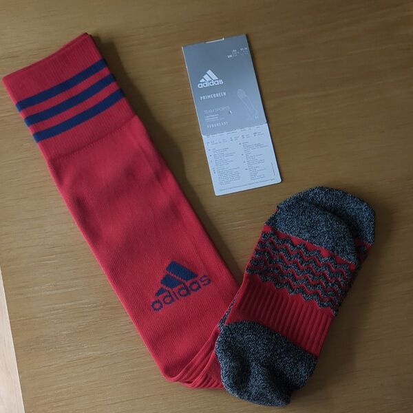 アディダス adidas サッカー ソックス 22〜24cm 赤 レッド 紺ライン 23cm