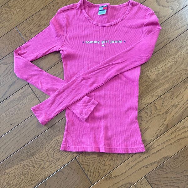 カナダ製 Tommy girl jeans 長袖Tシャツ ピンク XSサイズ
