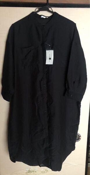 七分袖ブラウス シャツ チュニック ノーカラー