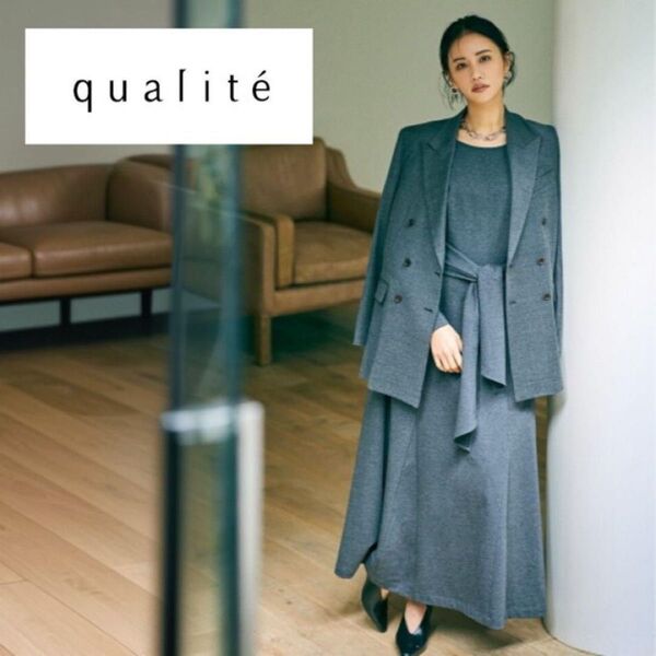 カリテ/【鳳山えり×qualite】2WAYバックリボンワンピース グレー