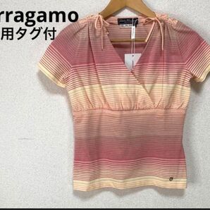 タグ付未使用 サルヴァトーレフェラガモ カットソーリボン付XSピンク定価四万越え