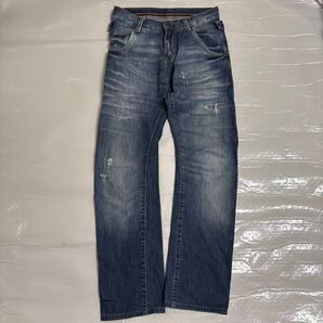 ZARAストレートデニムパンツダメージジーンズ ダメージ加工