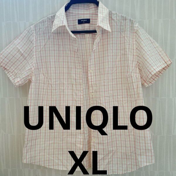 【大きいサイズXL】美品 UNIQLO 半袖 チェック シャツ 綿100% カジュアル 春夏