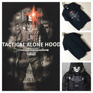 美品◆Sukerucom◆Tactical Alone Hood Tシャツ M 黒 ブラック スケルコム タクティカルアローンフード ミリタリー サバゲー