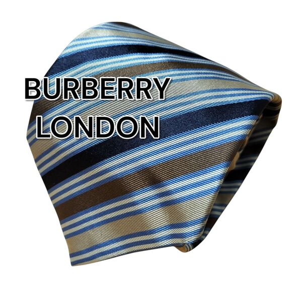 【BURBERRY LONDON】ネイビー系 ストライプ イタリア製