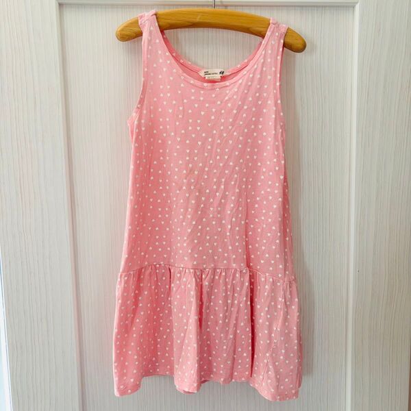 H&M ピンク ハート柄 ノースリーブワンピース AU 5-6