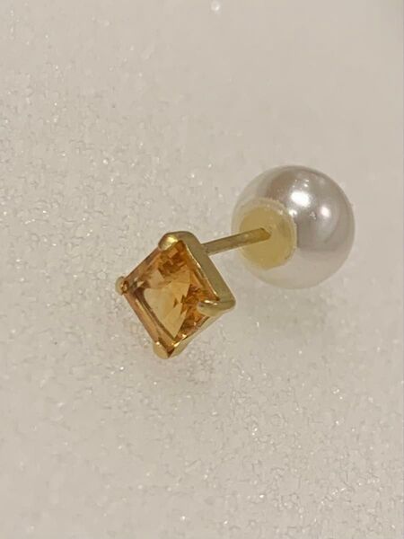 K18ピアス 片方ピアス 天然石 真珠 美品