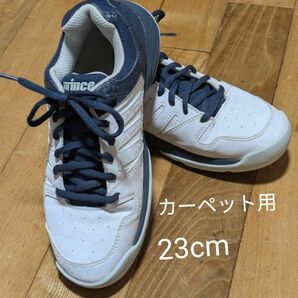 Prince テニスシューズ カーペット用 23cm ホワイト/ネイビー