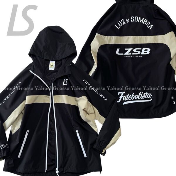 新品未使用■LUZeSOMBRA タフタジャケット メッシュ裏/フードブルゾン/ルースイソンブラ/ブラック×ゴールド/M