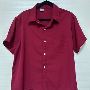 ☆レトロボルドー半袖シャツ 160cm 男女兼用