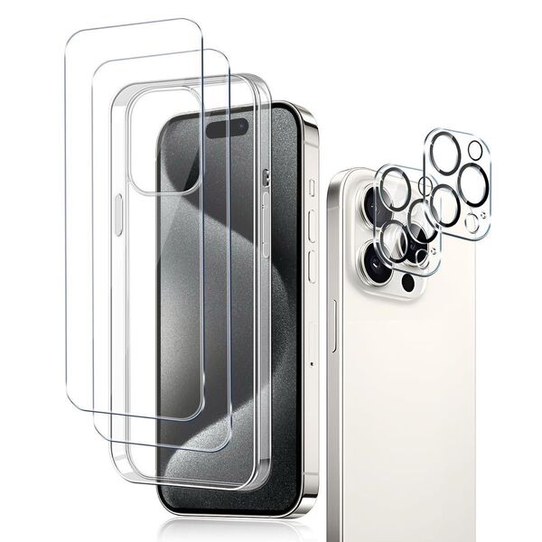 ☆ 2+2+1セット iPhone 15 Promax 専用 クリアケース ガラスフィルム カメラフィルム レンズプロテクター