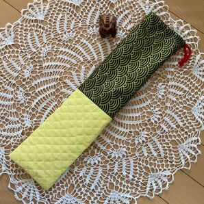 ドラムスティック譜面台ケース☆ミックス系☆青海波&イエローキルト
