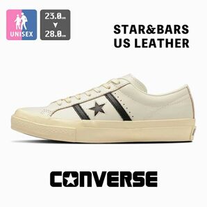 美品 CONVERSE コンバース STAR&BARS US LEATHER WHT/BLK 24.5cm