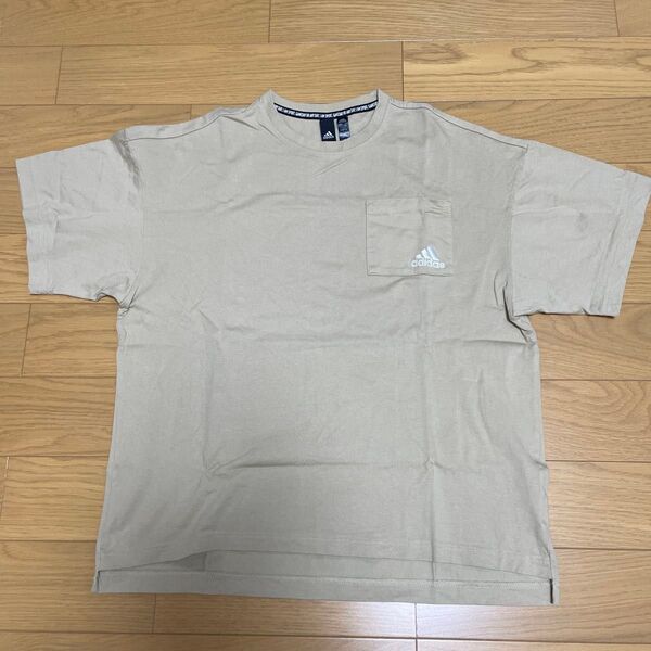 adidas Tシャツ 胸ポケット ベージュ メンズ M