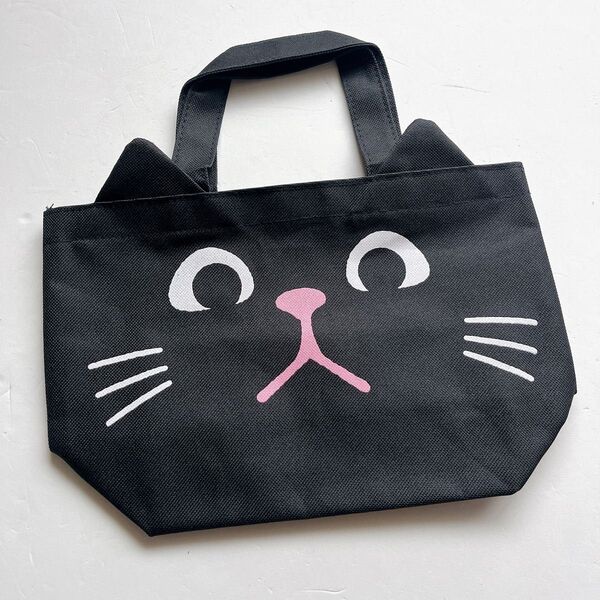 猫 ネコ ランチバッグ 可愛い おしゃれ 黒 手持ち ランチトート トートバッグ 限定
