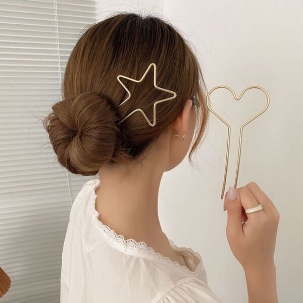 ヘアクリップ バンスクリップ 韓国 ヘアゴム 髪飾りゴールド