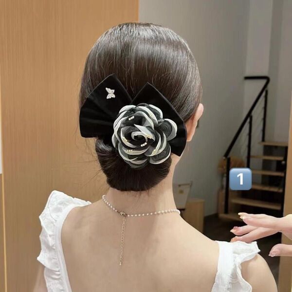 シュシュ ヘアアクセサリー フラワーかんざし お団子 ヘッドドレス 髪飾り 成人式 卒業式 バレッタ 浴衣髪飾り ワイヤー