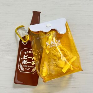 カルディ ビール クリアポーチ カラビナ付き 柿チョコ KALDI