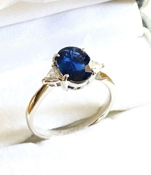 送料無料 ブルーサファイア 1.75ct リング PT900 プラチナ ダイヤモンド 指輪 サファイヤ オーバルミックスカット ジュエリー 宝石鑑別書付
