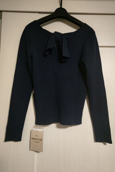 【新品】タグ付 アプワイザーリッシェ リボン ニット トップス ネイビー