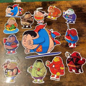 ぽっちゃりヒーローズ ステッカーセット(全10枚)マーベル映画 アメコミ風デフォルメデザイン ステッカー シール