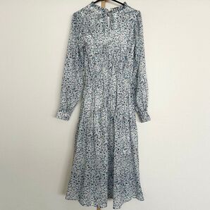 BARAK★総柄シャーリングロングワンピース