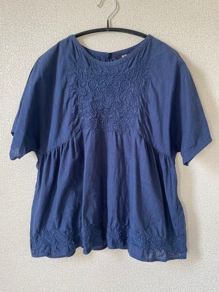 UNIQLOユニクロ夏涼しいカットソー☆M ネイビー ブラウス