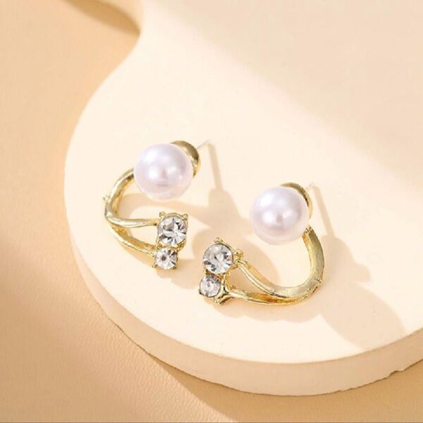 パール ピアス 2way ビジュー シンプル ゴールド 結婚式 おしゃれ 上品 シンプル 韓国 可愛い お呼ばれ 新品未使用 匿名