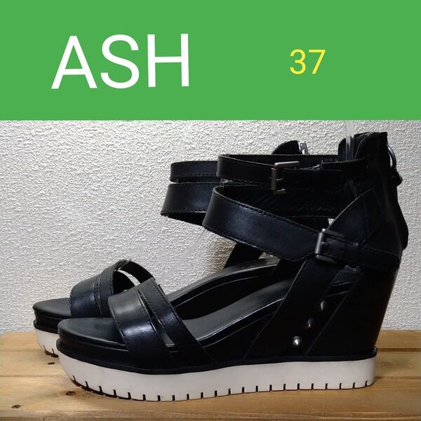 ASH アッシュ スタッズ ウェッジヒール サンダル 37 レザー ストラップ レザー 本革