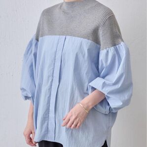 未使用近 ビアズリー リブニットコンビシャツ