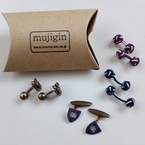 mujigin シルバー925 結び目カフリンクス 2個セット 他3種まとめ売り カフス アクセサリー