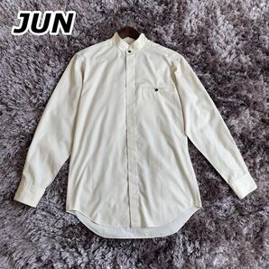 ジュン JUN シルク混 ドレスシャツ スタンドカラー きなり Mサイズ