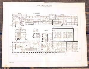 工場/図面/インダストリアル■図版■ハンガリー■アンティーク/1890年