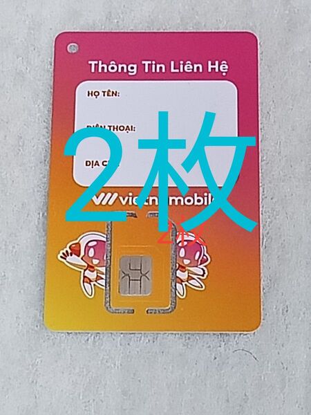 VIETNAMOBILE 5GB/1日 20日 GO DATA SIM ベトナム ベトナモバイル 2枚