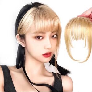 前髪 ウィッグ 金髪 ゴールド トップカバー ワンタッチ ヘアアレンジ 自然