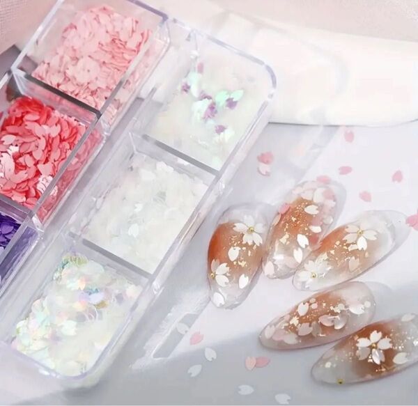 桜の花びらホログラム 6色ケース付き お花