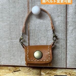 ハンドメイド 革製ミニチュアバッグ ショルダー お人形コーデ ( R-420)