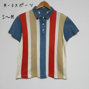 M・Uスポーツ ミエコウエサコ ゴルフ 半袖ポロシャツ ストライプ メンズ 42 S〜M