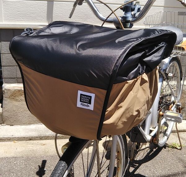 自転車用品 電動アシスト車にも♪前カゴ用2段式カゴカバー〔Step 〕【ベージュ(茶色系)】防水・色落ちしづらい生地 MARUTO