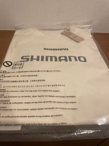 SHIMANO ロンT コットンロゴ ロングスリーブオフホワイトTシャツ、サイズM
