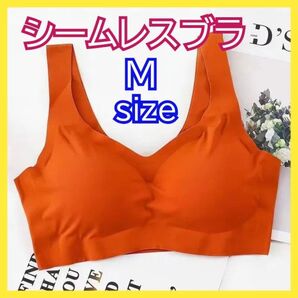 m シームレス オレンジ ナイトブラ ノンワイヤー レディース