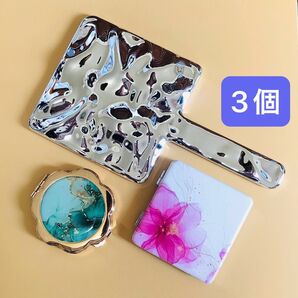 3個セット/ コンパクトミラー&手鏡 ※参考のため画像に他のデザインが掲載されています ※バラ売りご希望の方はメッセージください