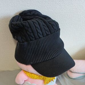 アディダスゴルフ ニット帽 黒 フリーサイズ つば付ニット
