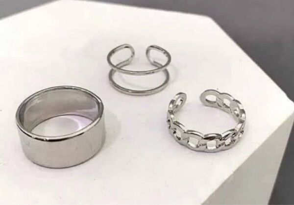 指輪 リング 3個セット シルバー フリーサイズ