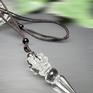 天然水晶彫りプルパ紐ネックレス 結界張って 魔除け 力アップ 幸福呼ぶ ネックレス